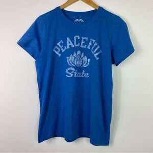 Life is good short sleeve t shirt PEACEFUL STATE lotus flower women’s large